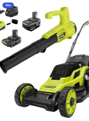 13″18V Cordless Walk Behind Push Lawn Mower & 250 Cfm Blower, (2) Batteries (2) Chargers